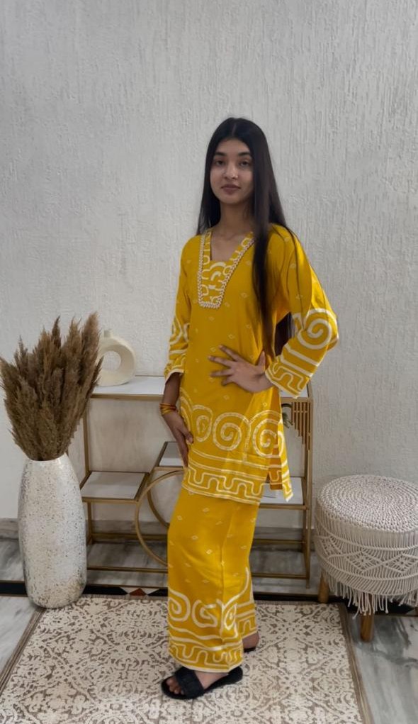 Yellow Bandhani Set